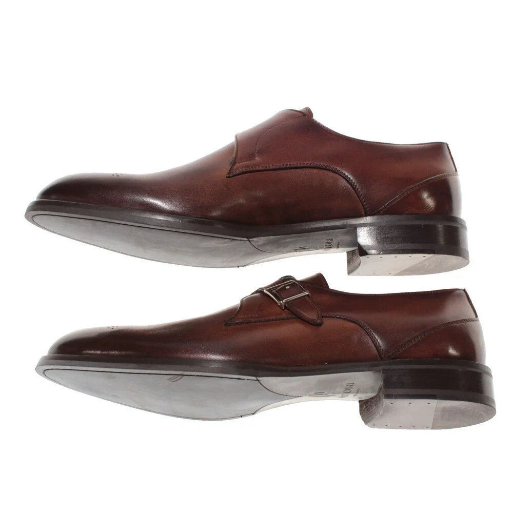 Pastori NWB Single Monk Strap Dress Shoes Size 12 US in Whiskey Brown Leather